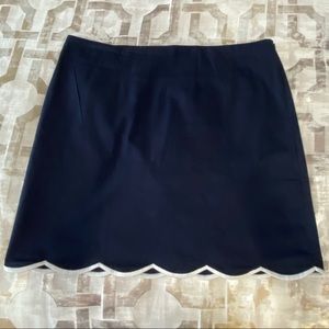 Talbots Navy Skirt with White Scalloped Edge 18